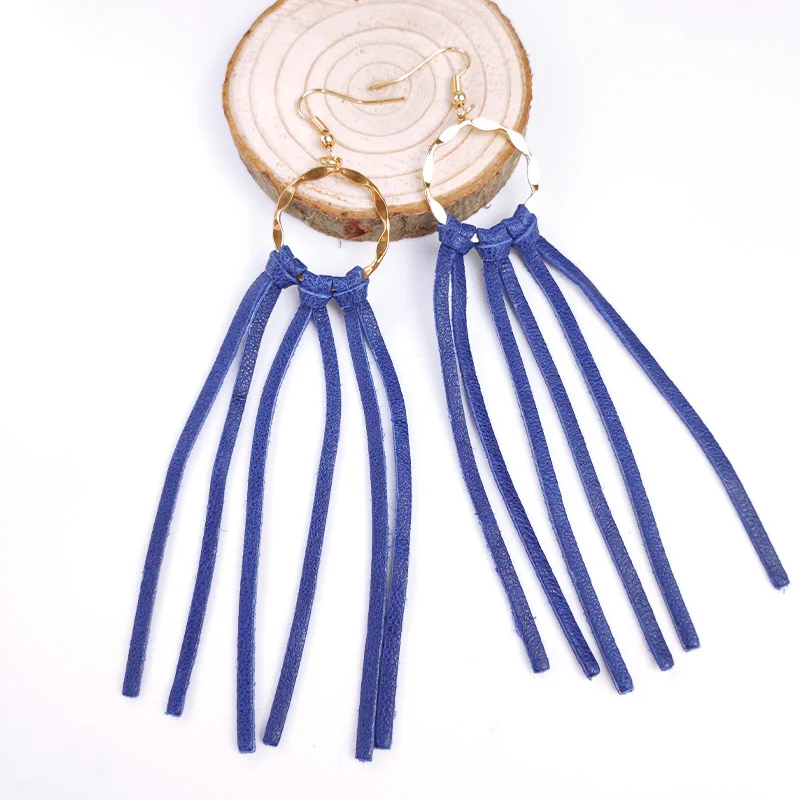 Новые модные серьги M &amp G из натуральной овечьей кожи для женщин Золотые круглые