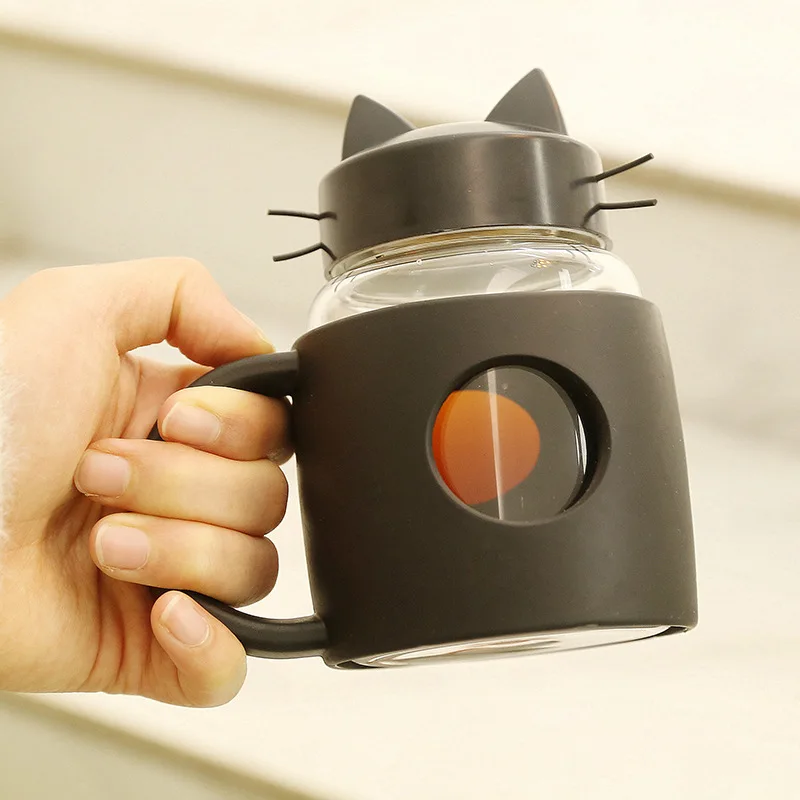 Новая креативная бутылка для воды с мультяшным котом стеклянная силиконовая