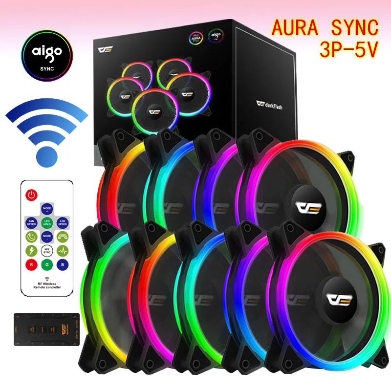 Aigo кулер DR12Pro куллер радиатор ПК кулер RGB120 мм вентилятор регулировка скорости светодиодный для пк вентилятор тихий AURA синхронизация Cpu кулер для корпуса охлаждения Компьютерный Вентилятор для компьютера