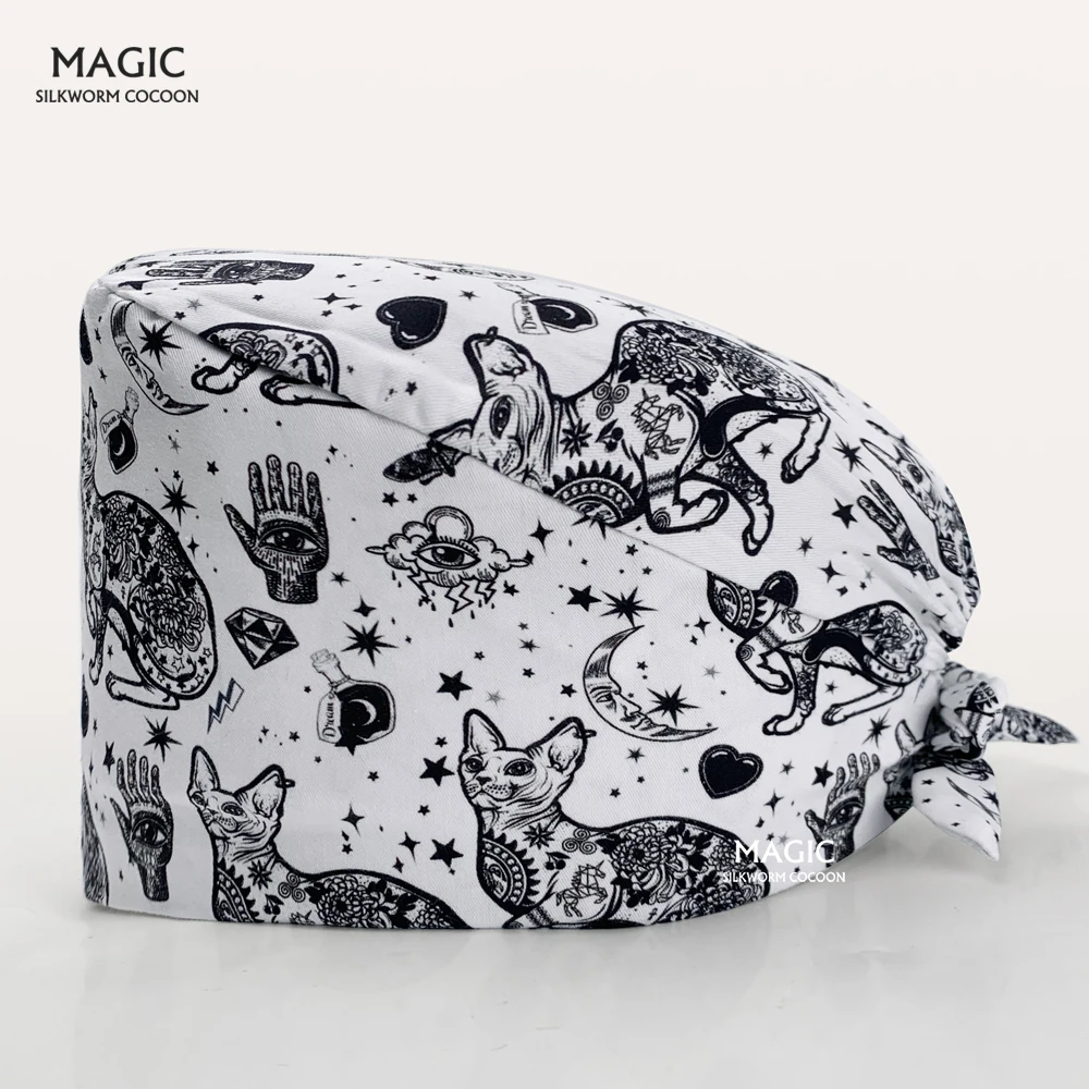 

Cartoon Pattern Medical Scrub Hat Hospital Doctor Working Caps Health Service Scrub Caps Pet Clinic Nurse Beautician Nursing Hat