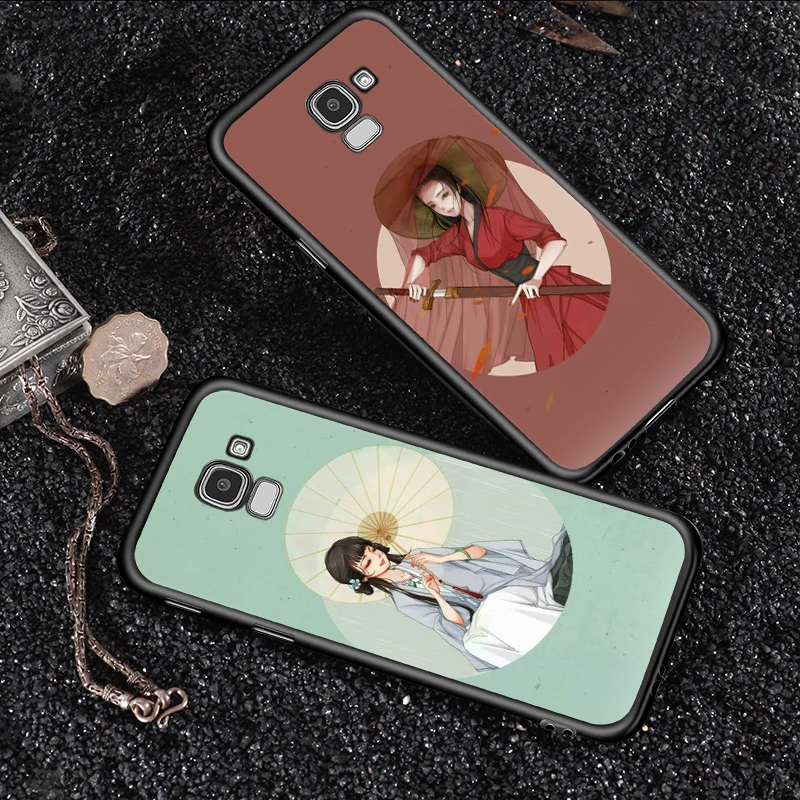 Beauty of Chinese ink painting for Samsung Galaxy j8 j7 j6 j5 j4 j3 j2 Core Prime Star Duo Plus 2018 2017 2016 Black Phone Case