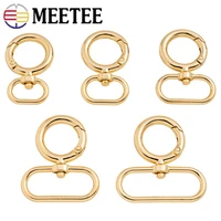 meetee 510pcs 15 38mm metal ring buckle bag strap snap clip hook webbing connection spring o rings buckles diy keychain clasp