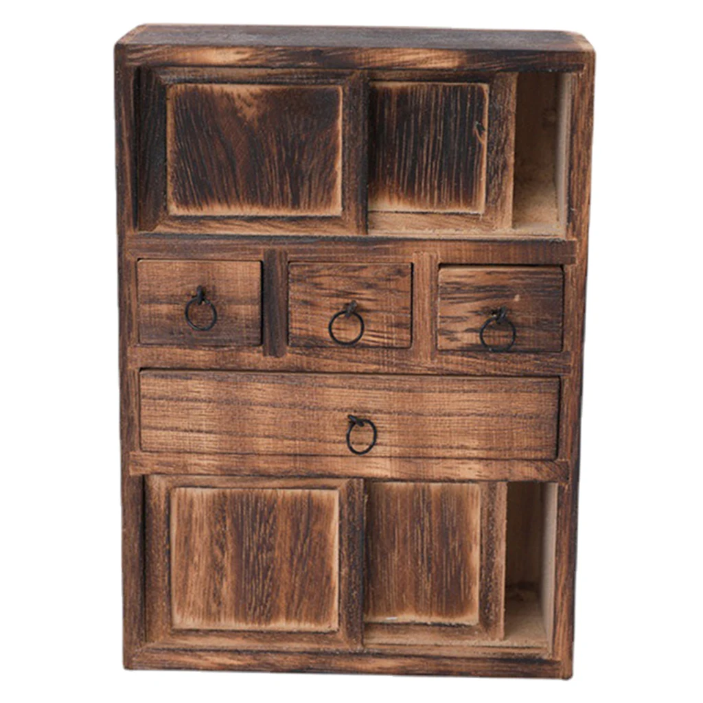 

1:12 Scale Dollhouse Miniature Wooden Display Cupboard Cabinet Shelf Showcase Cabinet Furniture Model Decoration