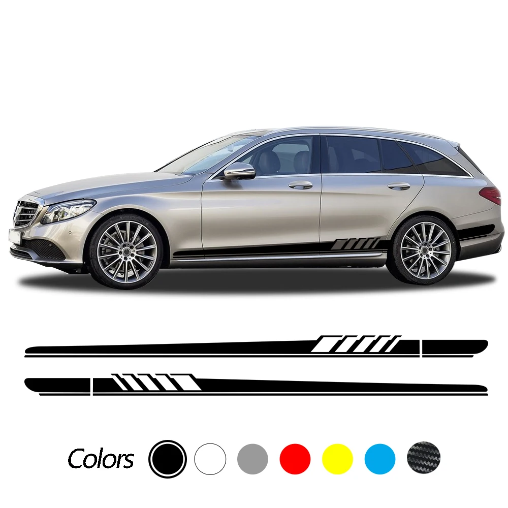 

Car Side Door Vinyl Decal Sticker for Mercedes Benz C-Class S205 Estate C180 C200 C300 C63 AMG Racing Side Skirt Accessories