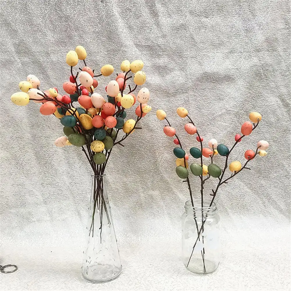 

5pcs Easter Egg Branches Colourful Foam Flowers Easter Eggs Flower Stake Flower Bouquet Diy Home Decoration