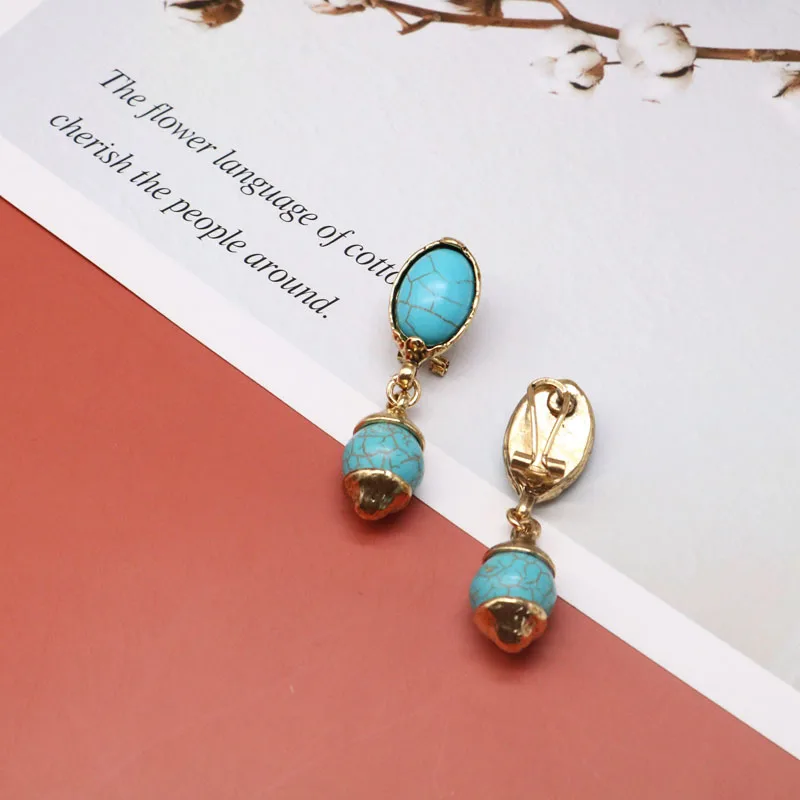 

Vintage Earrings Natural-Marble-Stones Retro Designs