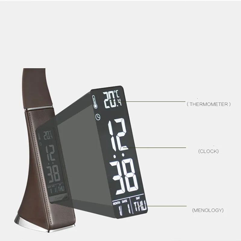 

LED Desk Lamp With Calendar Temperature Alarm Clock 3 Modes Lighting Eye-Protected Reading Light Table Lamp For Student