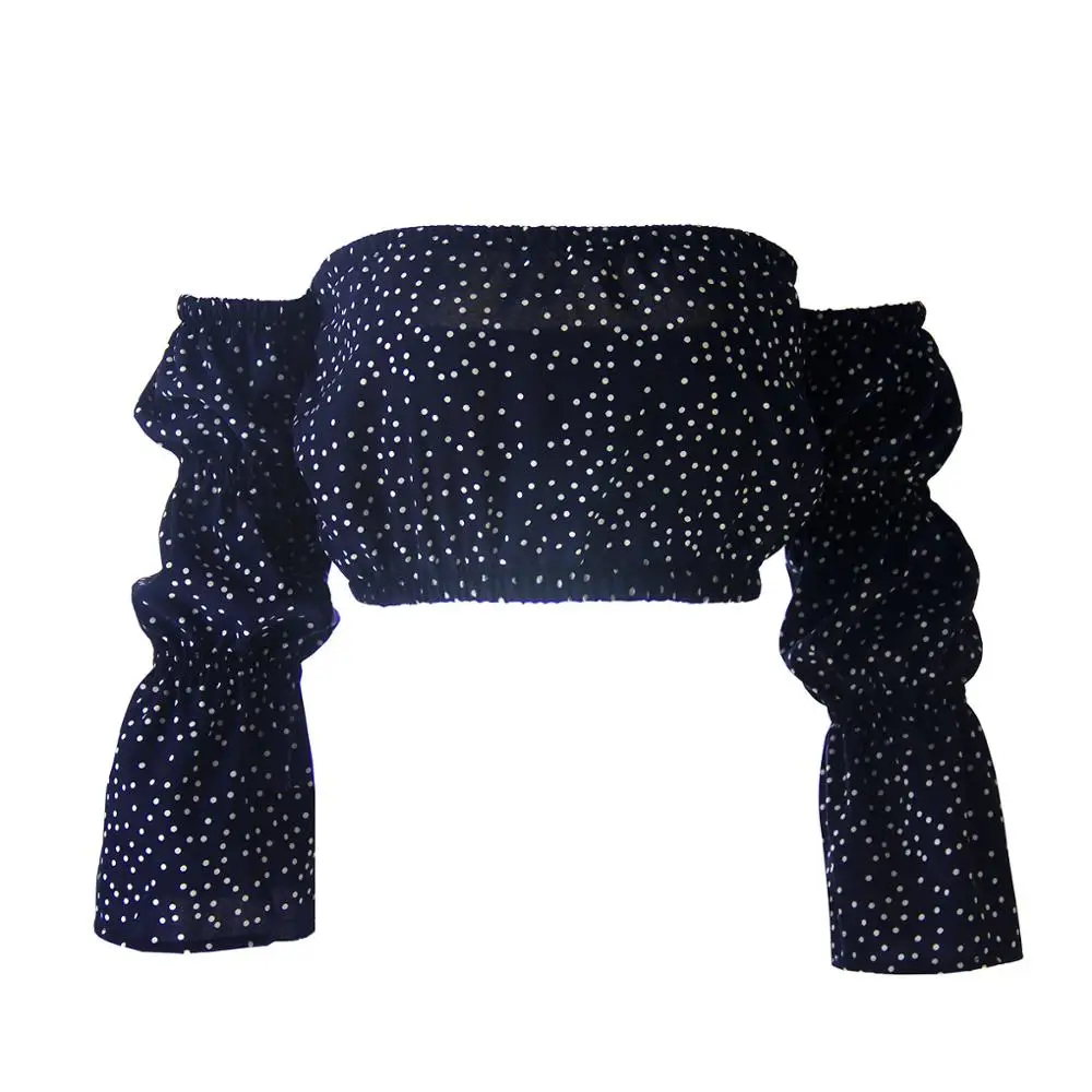 Женский топ в горошек с открытой спиной и вырезом лодочкой | Женская одежда