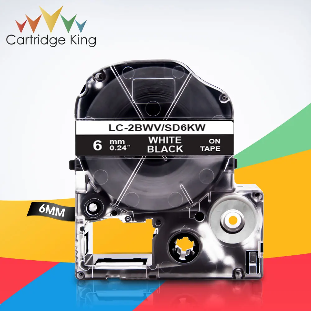 SD6KW LC 2BWV чёрный с белыми пятнами 6 мм лента для маркировки Epson King Джим C410 LW 400 400L TepraPro