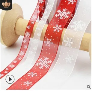 

Christmas Decoration Transparent Snowflake Ribbon Gift Packaging Hair Accessory Diy Material Foam Printing Ribbon Crafts Sewing