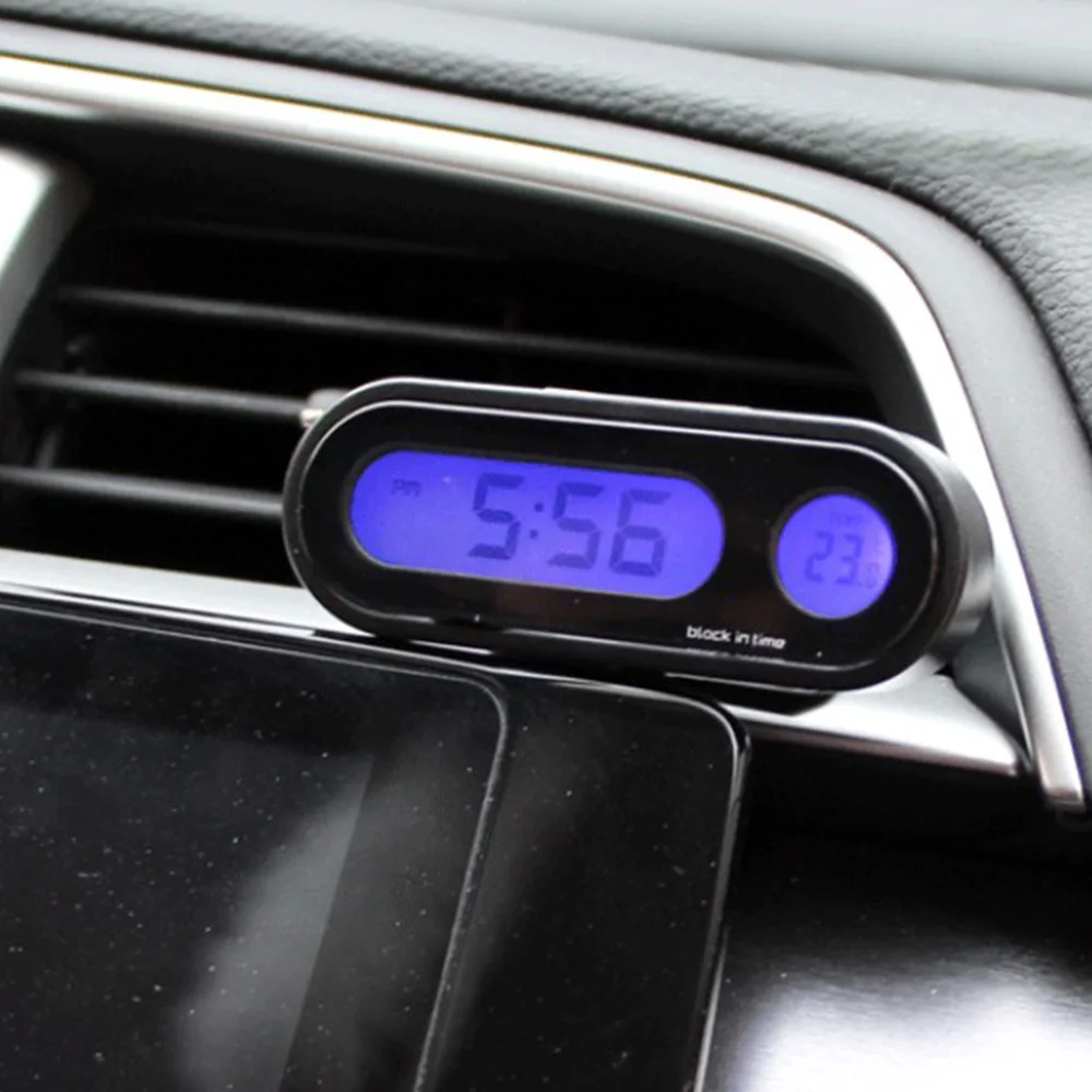 Портативные автомобильные цифровые часы с ЖК дисплеем и температурным для
