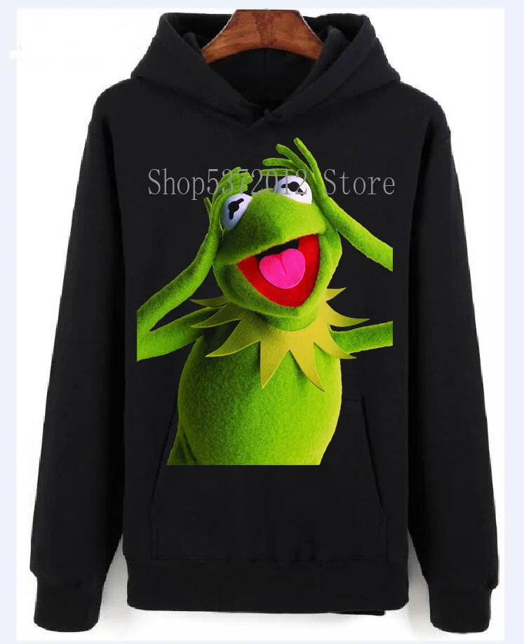 Белые толстовки с капюшоном в стиле унисекс THE MUPPETS KERMIT FROG Забавный свитер