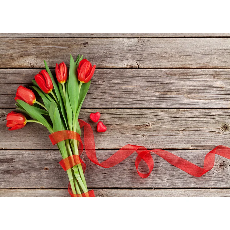 

ZHISUXI Vinyl Photography Backdrops Prop Valentine's day wood flower Theme Photography Background QJ91220-96