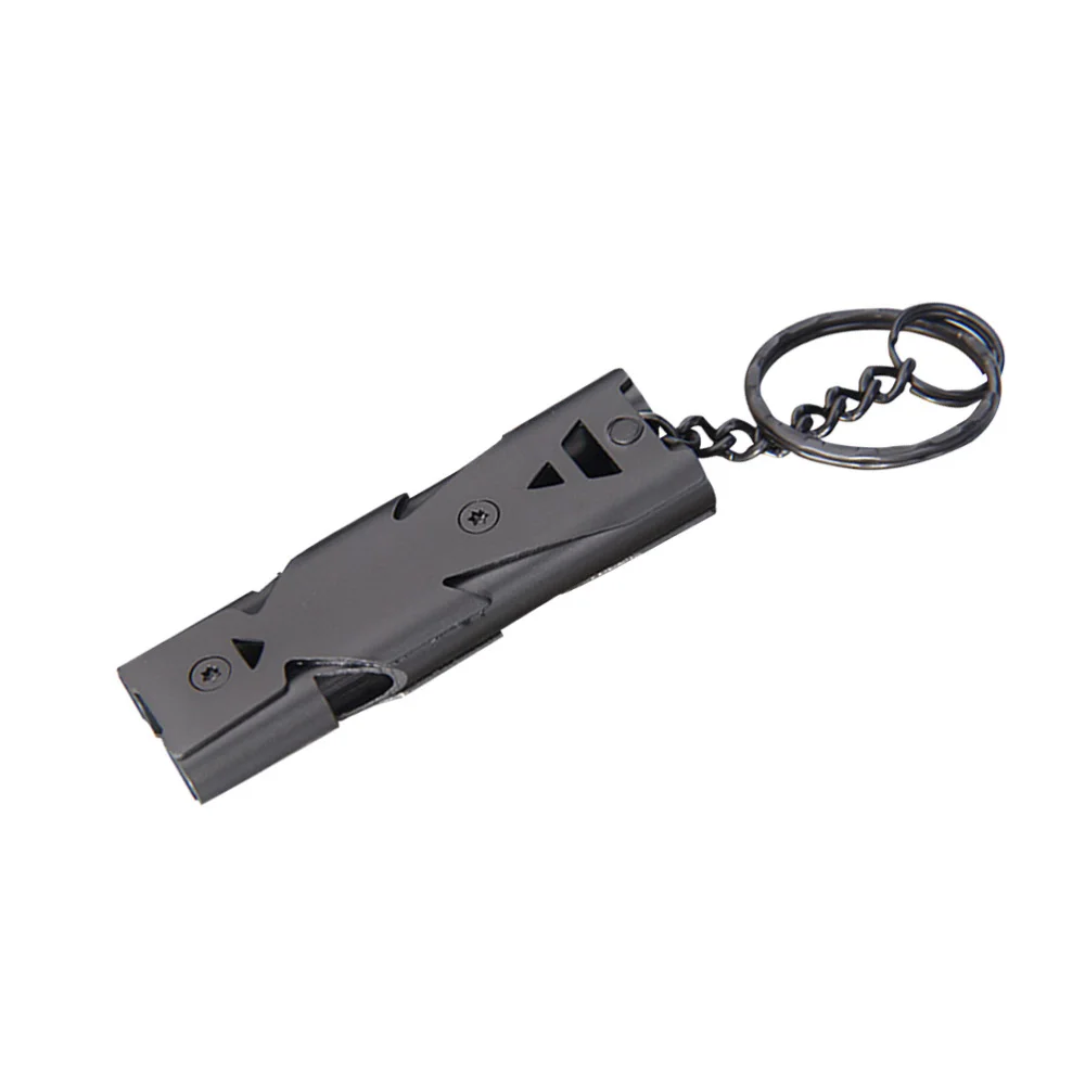 

Stainless Steel Whistle Dual Tubes Whistle with Keychain Outdoor Survival Whistle For School Gym Camping Hiking Training (Silver