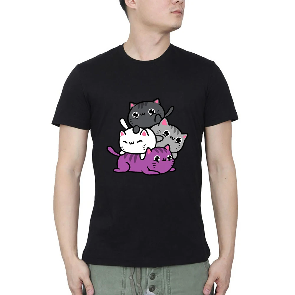 Kawaii cat сваи asexual pride мужские футболки модные для мужчин Бесплатная доставка