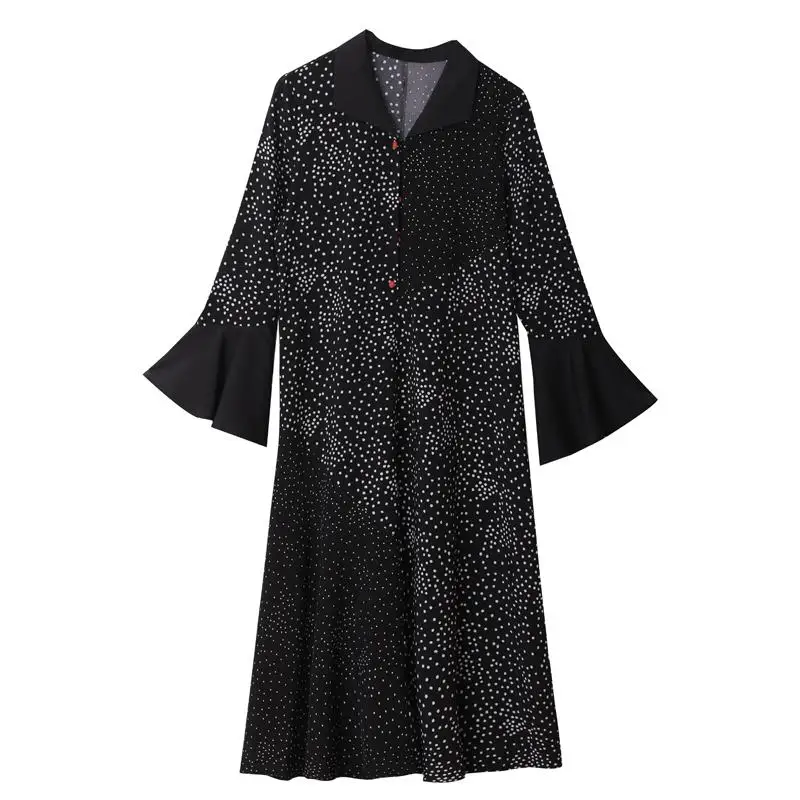 4XL 5XL 2020 весеннее женское платье большого размера в горошек с расклешенными