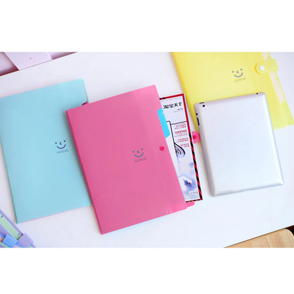 

5 Pockets Expanding File Folders A4 Letter Size Snap Closure Accordion Folder Paper Document Organizer Set (Yellow with