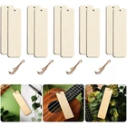 Деревянная Закладка для книг, пустые закладки с веревками, деревянные книжные маркеры, прямоугольная тонкая подвесная бирка с отверстиями для творчества ly7 21, оптовая продажа