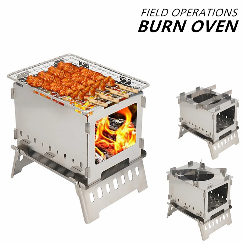 

1Pc Folding Outdoor Camping Barbecue Wood Stove Lightweight Windproof Hiking Picnic Cooking Burner