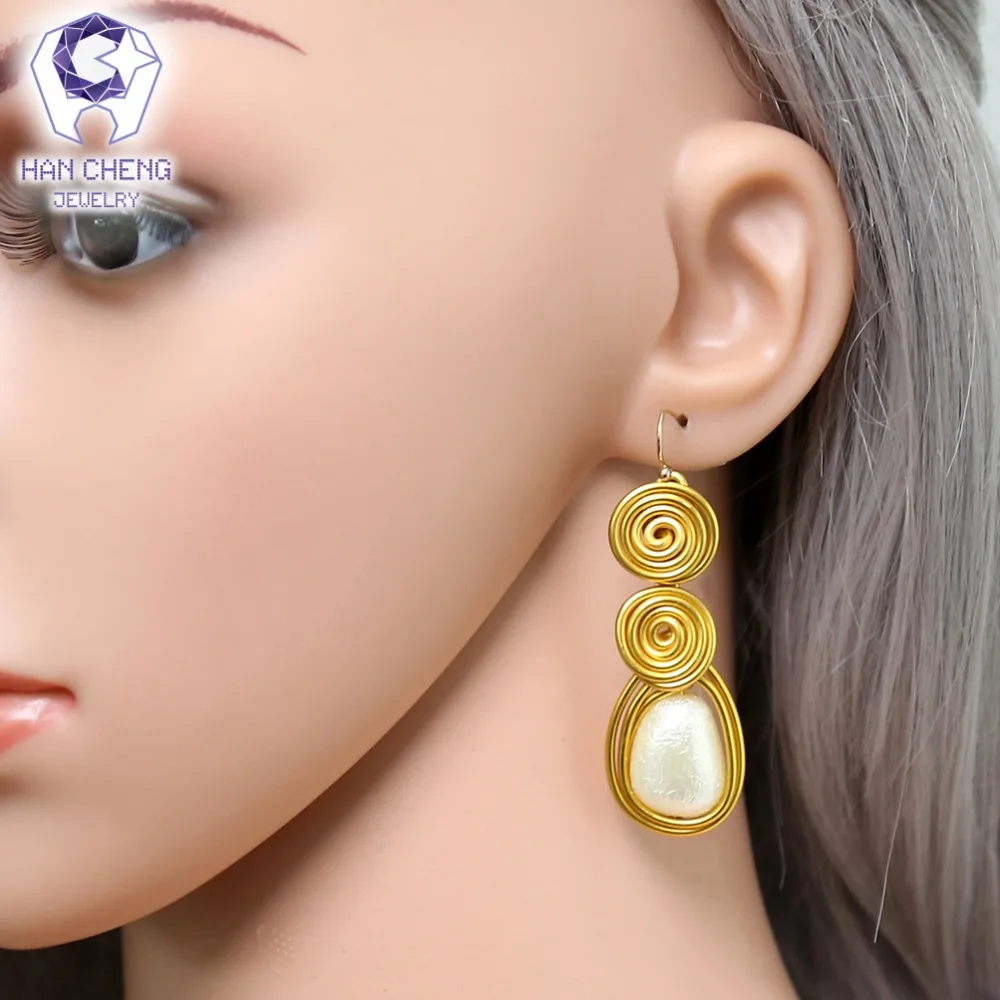 HanCheng новые модные массивные большие висячие серьги ручной работы с