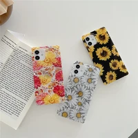 flower daisy transparent square phone case for iphone 12 11 pro max xs x xr 7 8 plus silicone soft clear protective cover shell