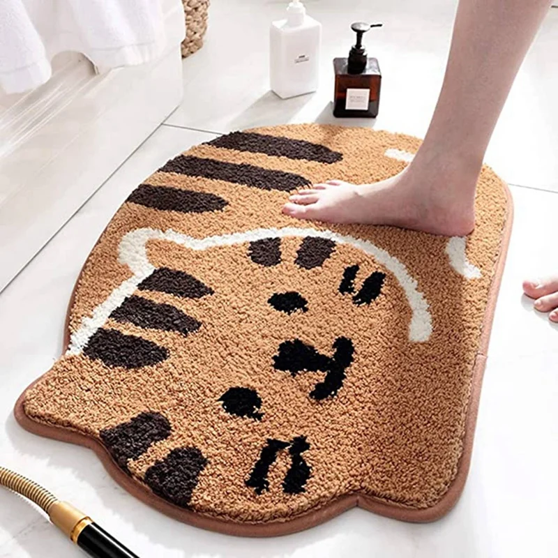 

Shower Rug Water Absorbent Soft Mat Khaki & Oval Bath Rugs Mat for Bathroom, Ultra Soft Water Absorbent Non-Slip Bathmat