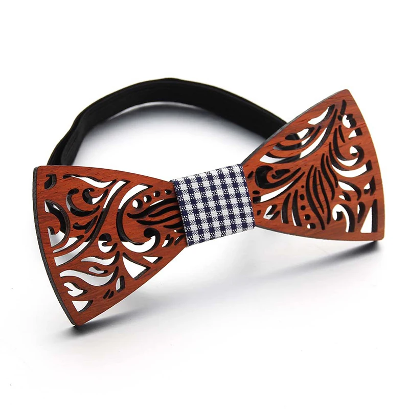 

New Floral Wood Bow Ties for Men Bowtie Hollow Butterflies Wedding Suit Wooden Bowtie Shirt Necktie Bowknot Slim Tie Accessories