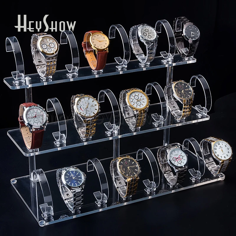 Universal Acrylic Watch Display Stand Base Transparent Smartwatch Shelf Stairs Holder For Watch Shop Show
