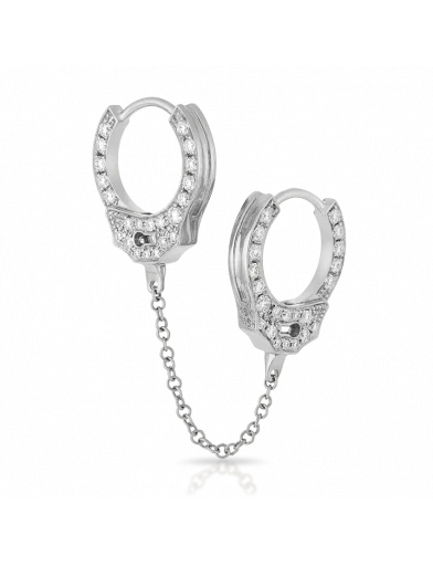 Silver 1 PCS Altruist 925 пробы серебро 8,5 мм двухсторонний CZ кристалл Наручники кликеры с средней цепью Обручи Huggies петли женские ювелирные изделия - Окраска металла: Silver 1 PCS