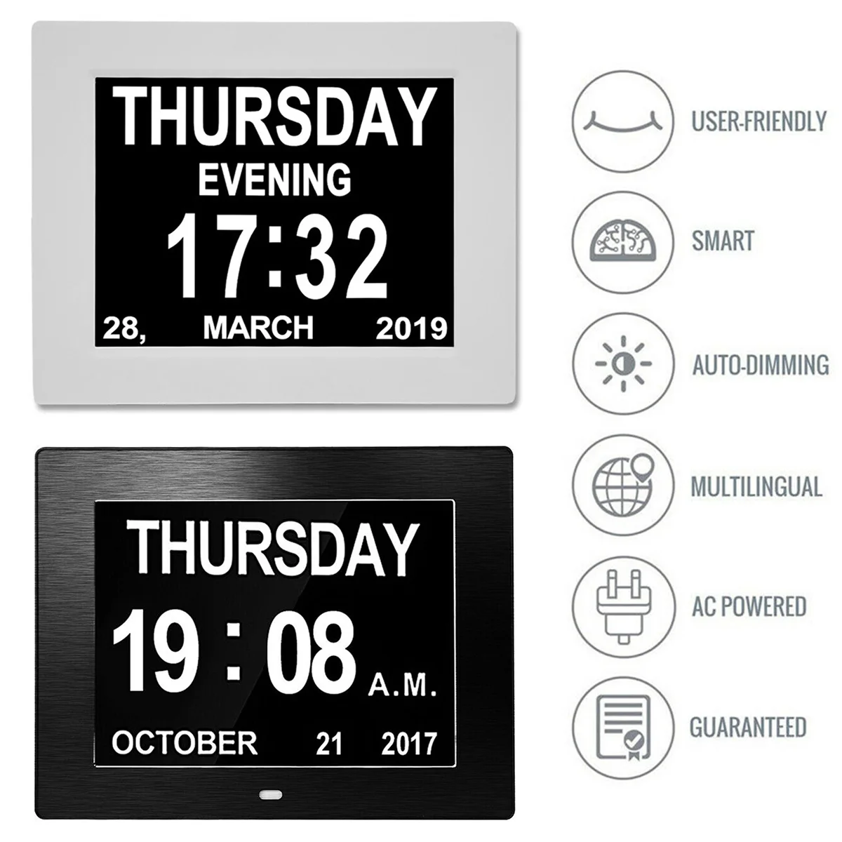 

8inch Indoor Large Screen Electronic Digital Display Alarm Clock Auto Brightness Adjustment Calendar Clock