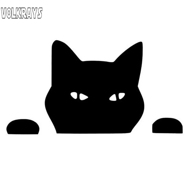 

Volkrays Fashion Car Sticker Pet Cat Peeping Cat Fun Motorcycle Accessories Reflective Waterproof Black/Silver,6cm*13cm