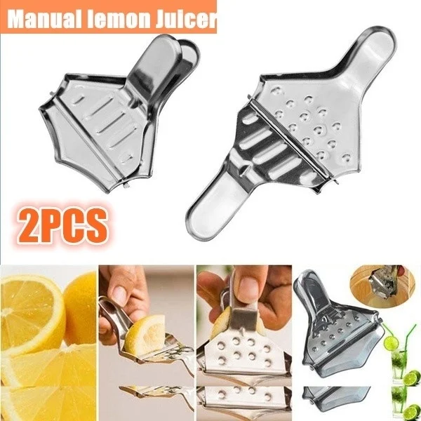 

2PCS Durable Metal Hand Press Lemon Squeezer Stainless Steel Fruit Lime Orange Juicer Citrus