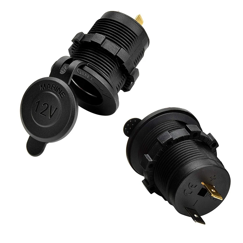 

2 Pcs Cigarette Lighter, Waterproof Marine Grade 12V / 24V DC Lighter Socket Outlet for Boat Motorcycle Car, with 0.6M Connectio