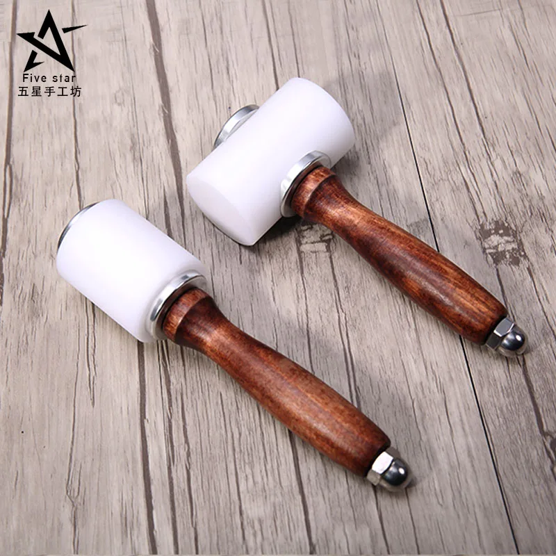 

1pcs Portable Wooden Handle Leathercraft Nylon Hammer Mallet, Leather Craft Carving Cowhide Sew Harmer Stamping Tool Kit