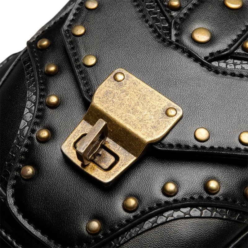 

Steampunk Waist Bag Gothic Retro Motorcycle PU Leather Bags Goth Shoulder Packs Multi-Pocket Fanny Pouch 066C