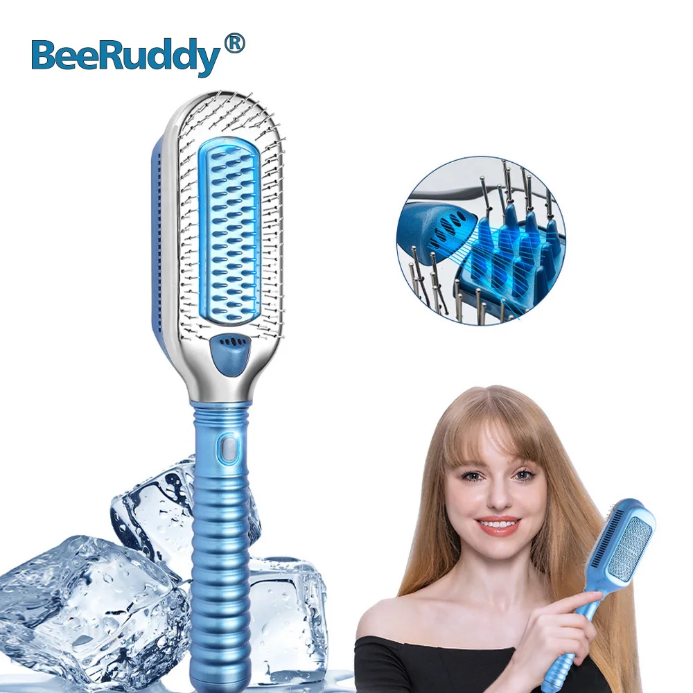BeeRuddy spazzola per raddrizzare i capelli terapia del ghiaccio ione negativo vento freddo pettine spazzola senza calore per capelli asciutti bagnati congelamento strumento per la cura dei capelli
