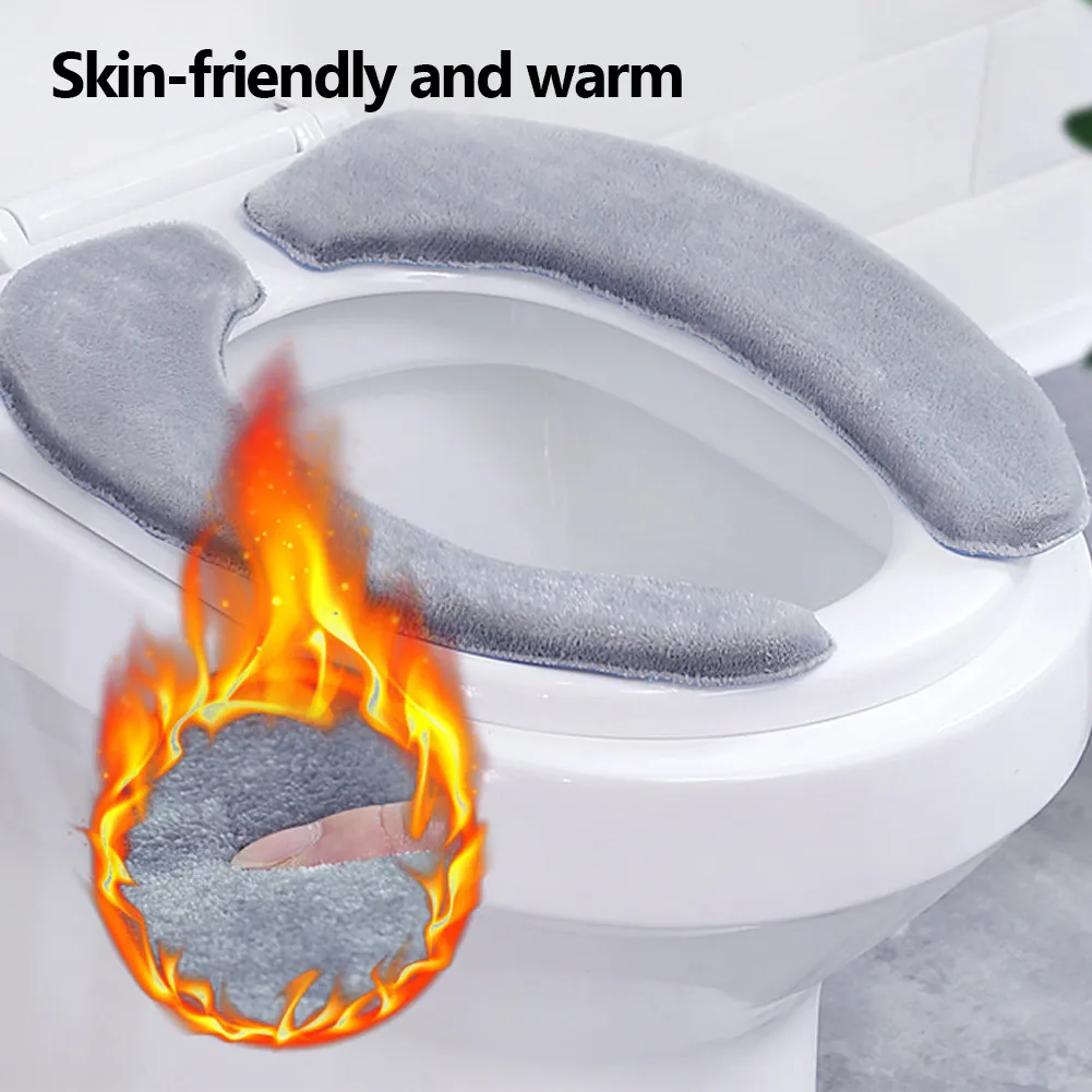 

Bathroom Toilet Seat Washable Soft Warmer Mat Cover Pad Warm Flannel Bathroom Toilet Seat Pads Mats Washable Soft Warmer Mats