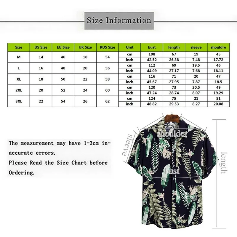 

2021 Summer Pure Cotton Mens Hawaiian Shirt Printed Short Sleeve Big Us Size Hawaii Flower Beach Floral Patterns