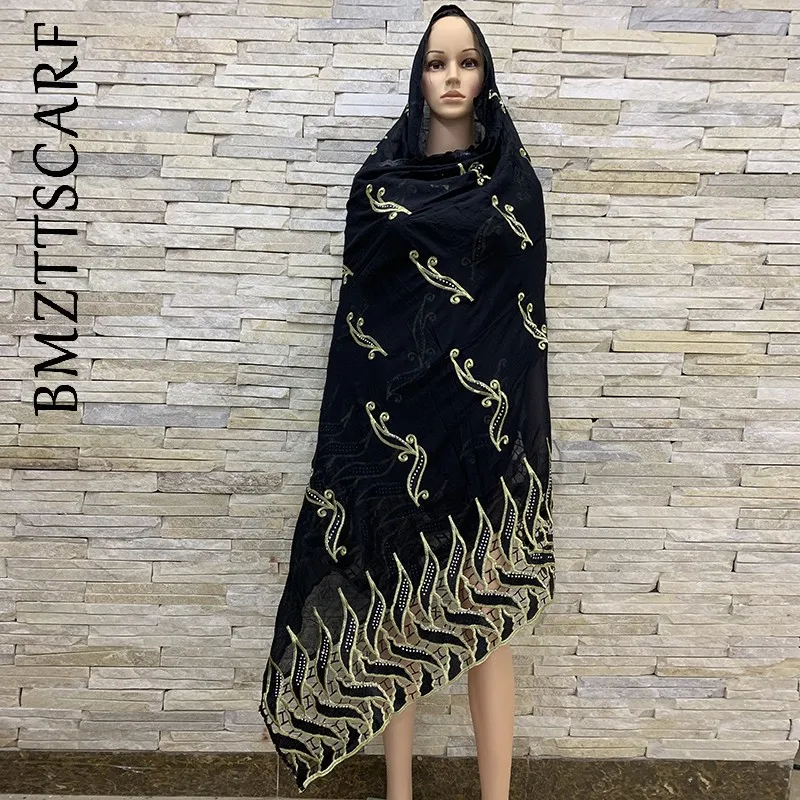 2019 African Women Scarf muslim embroidery cotton headscarf big scarf for Shawls Wraps BM626 |