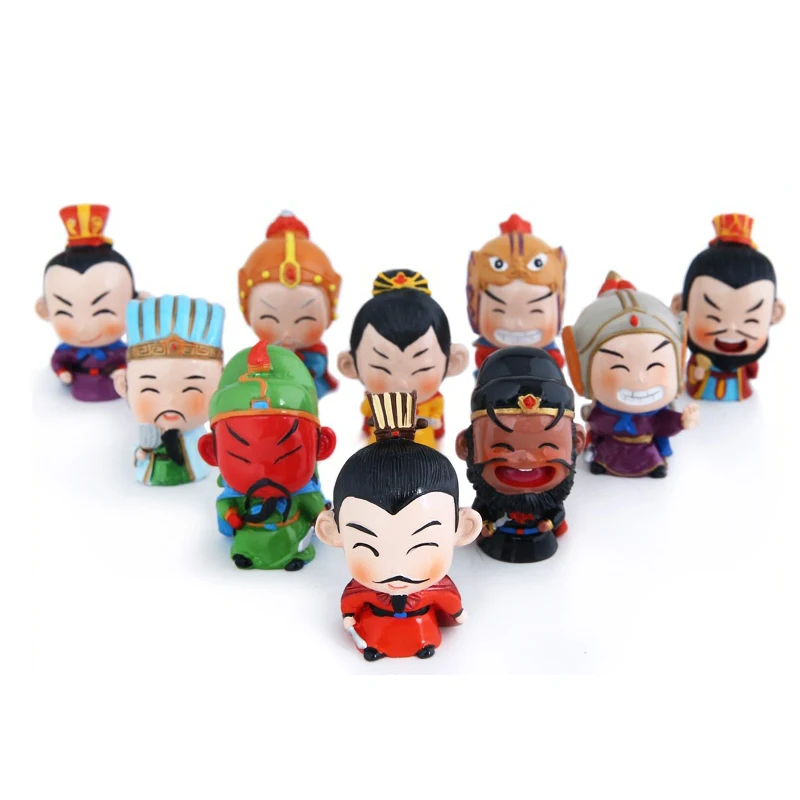 

5cm Kawaii Three Kingdoms Mini Toy Figures Anime Resin Doll Decor LiuBei/GuanYu/Zhuge Original Chinese Crafts Christmas Gift