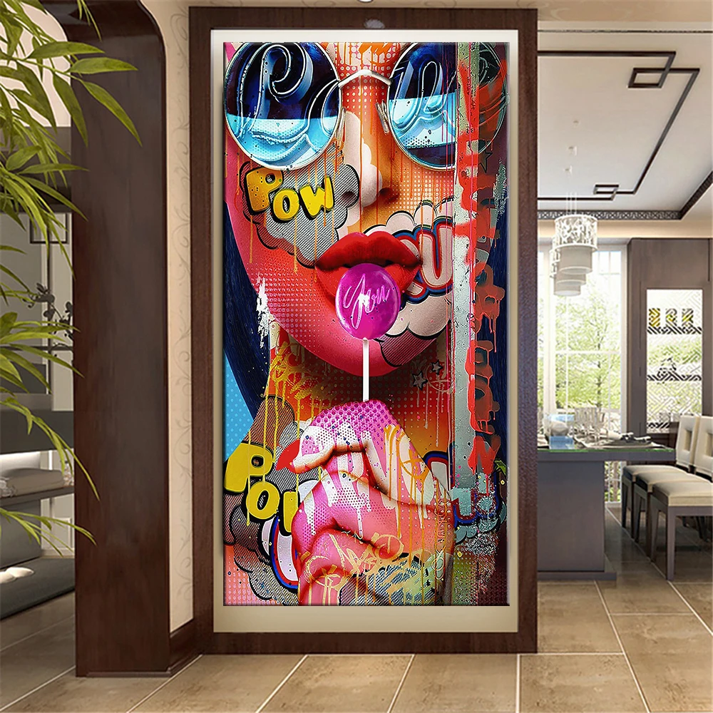 

Graffiti Fashion Woman Wall Art Abstract Canvas Painting Posters Prints Wall Art Pictures Canvas for Living Room Home Decor
