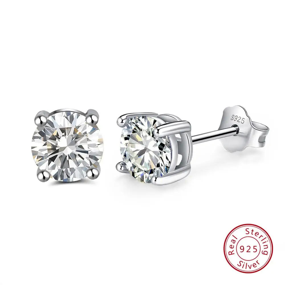 Clear Zircon ORSA JEWELS 925 пробы серебряные женские серьги гвоздики зубец Установка AAA черный кубический цирконий простые серьги Модные ювелирные изделия SE84-B - Цвет камня: Clear Zircon