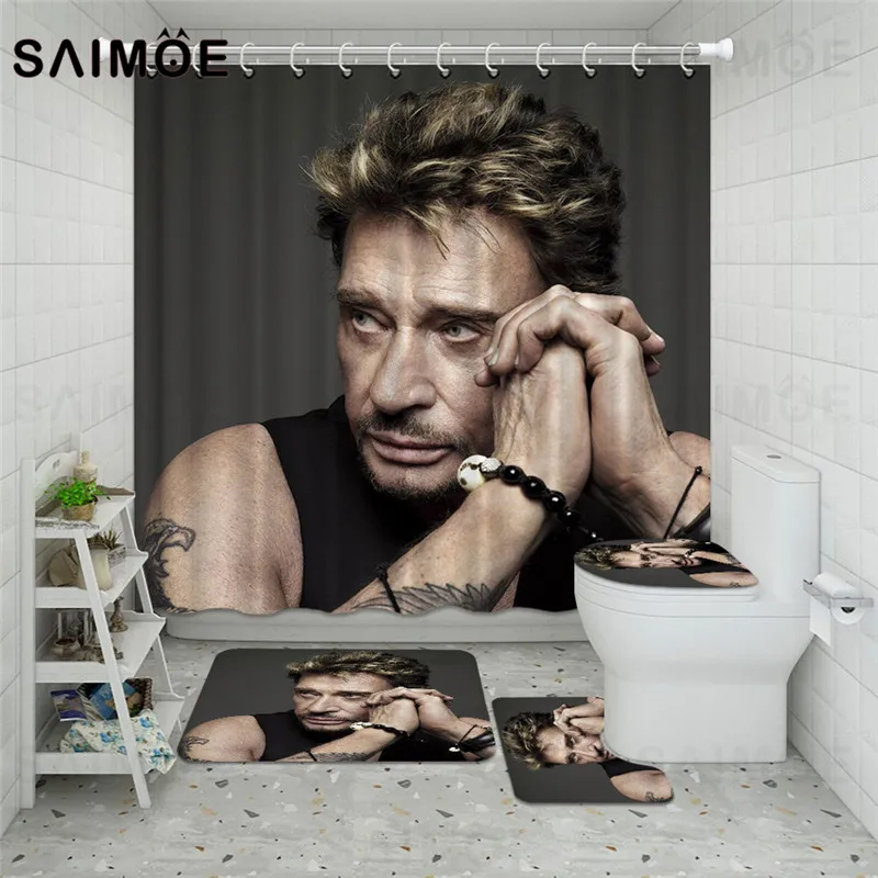 Miglior Set Di Tende Per Vasca Da Bagno Per Tende Da Bagno Con Stampa Personalizzata Johnny Hallyday Set Di Tappeti Per Tende Da Bagno In Tessuto Impermeabile Tappeto Decor