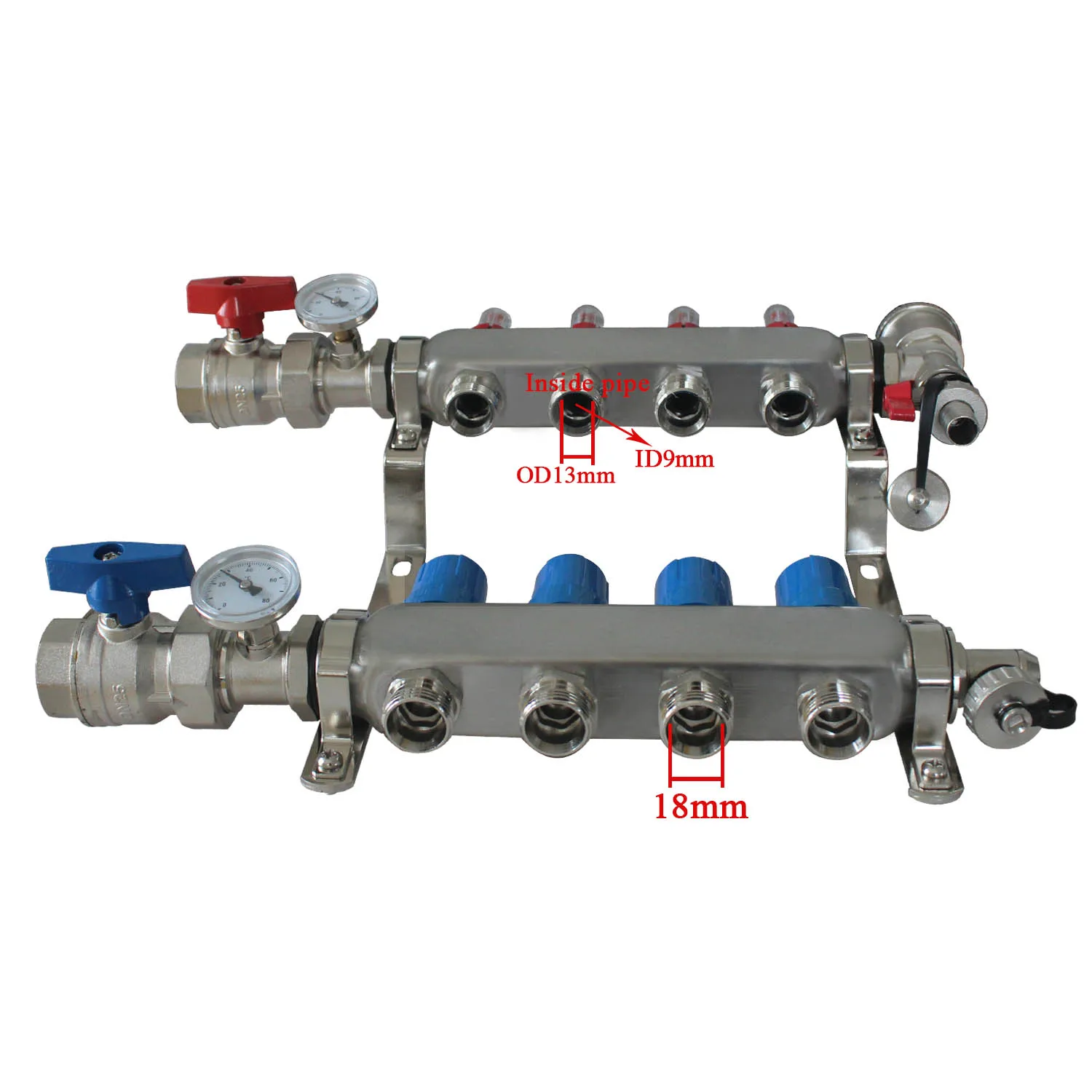 DN25 PEX1/2 2 8way 304 напольный коллектор из нержавеющей стали с расходомером