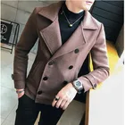 2021 осень-зима мужское повседневное пальто утепленные шерстяные Тренч бизнес мужские однотонные классические средней длины куртки топы S-5XL