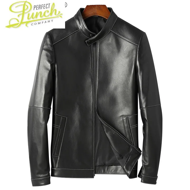 

Мужская байкерская куртка из натуральной овечьей кожи, черная тонкая куртка, весна 2021, Gmm19