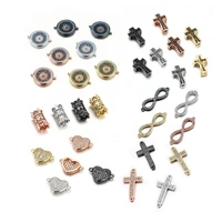 cross bead connector zirconia cz micro inlaid suitable for copper bracelet brass spacer jewelry beads accessories making