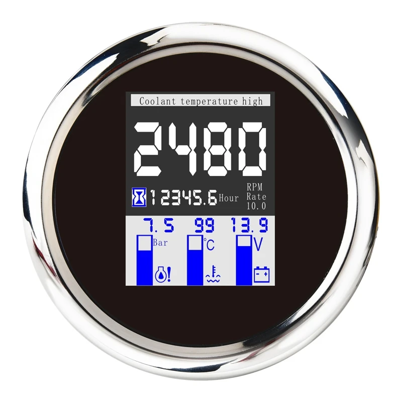 

Universal 85mm 4 in 1 Multi-Functional Meter Digital Tachometer Water Temp Oil Pressure Gauge Voltmeter with Alarm
