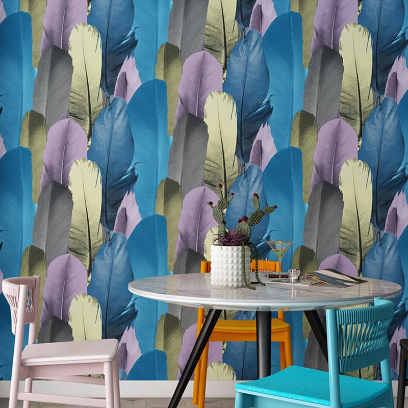 

Fashion Personality Colorful Peacock Feather Wallpaper Modern Backdrop Wall Painting Living Room TV Sofa Home Decor