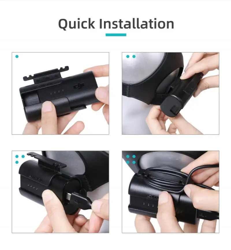 Sunnylife Headband Battery Storage Case Back Clip Holder for DJI FPV Goggles V2 Flying Glasses Power Supply Cable Accessories |